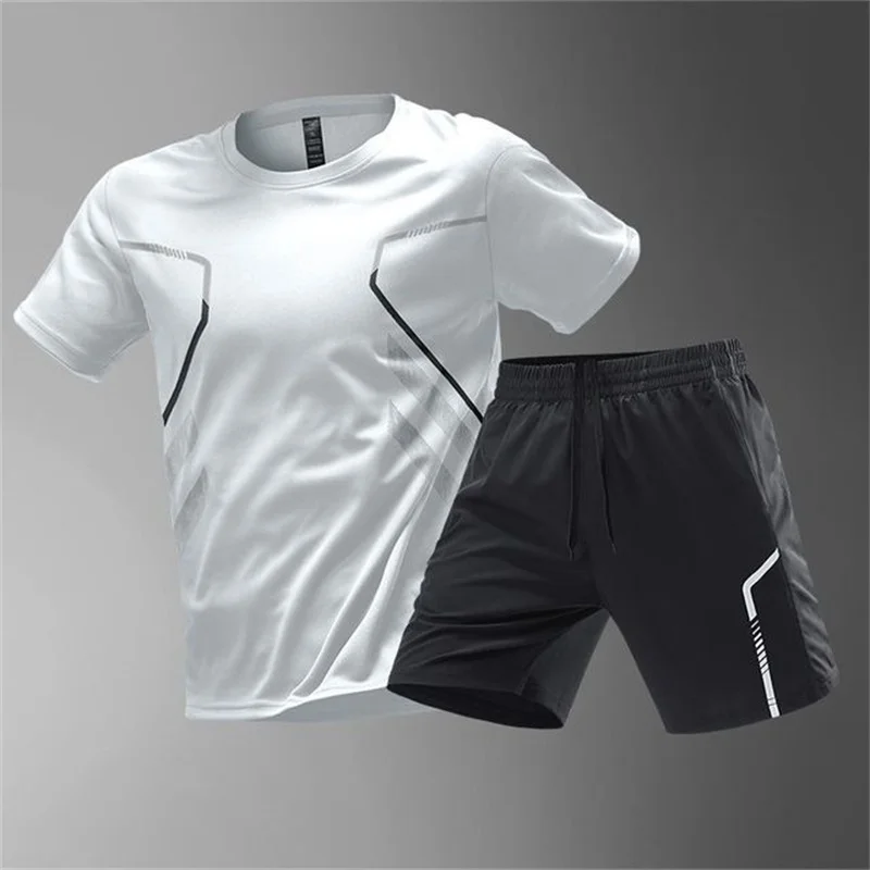 Summer Fashion Men's Breathable Tennis Sports Suit Casual Outdoor Sportwear Women's Badminton T-shirt Loose Running Clothing Set