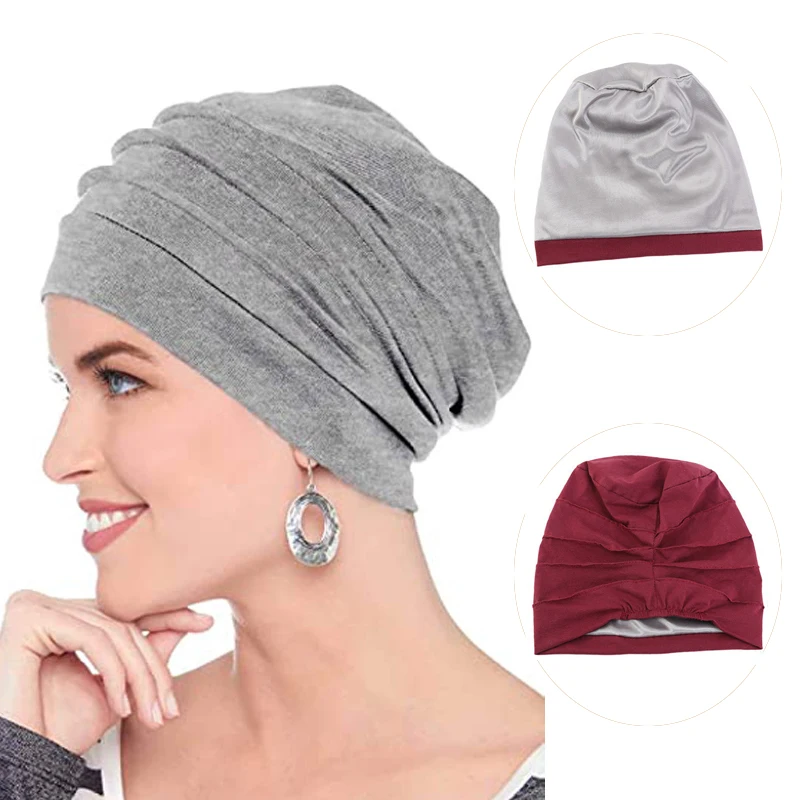 Muslim Headwear Head Scarf Hijab Headscarf Female Head Wraps New Muslim Hijab Elastic Cotton Turban Hat Solid Color Women Warm Winter Headscarf Bonnet Inner Hijabs Cap chemo hat