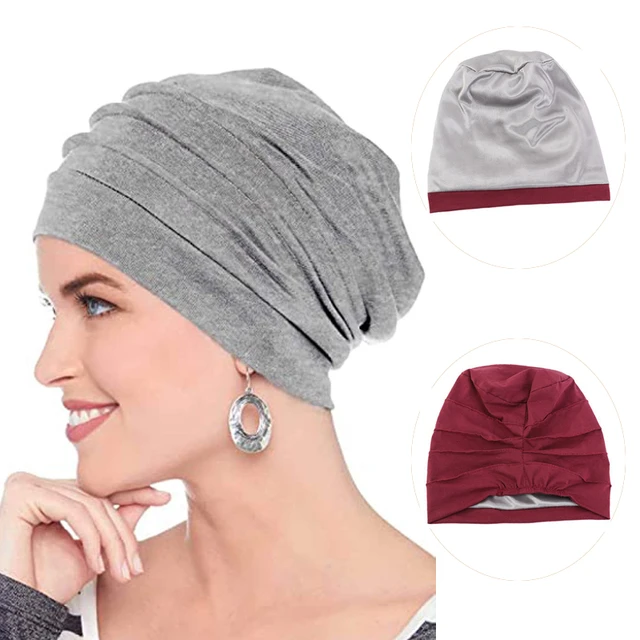 Chapeau turban en coton élastique pour femme, hijab musulman, écharpe de  sauna, bonnet intérieur, casquette chimio