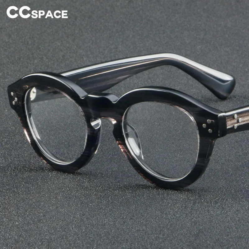 

56299 Round Vintage Rivet Acetate Glasses Frames Women Brand Eyewear Men Myopia Optical Prescription Eyeglasses Frame