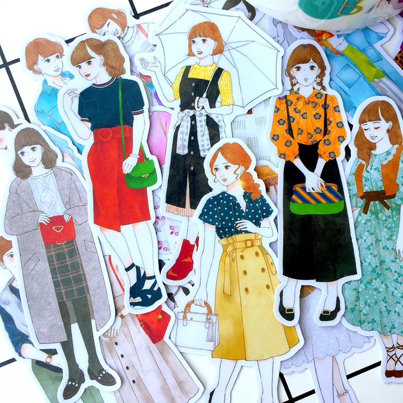 17PCS Fashion girl Stickers Crafts And Scrapbooking stickers kids toys book Decorative sticker DIY Stationery