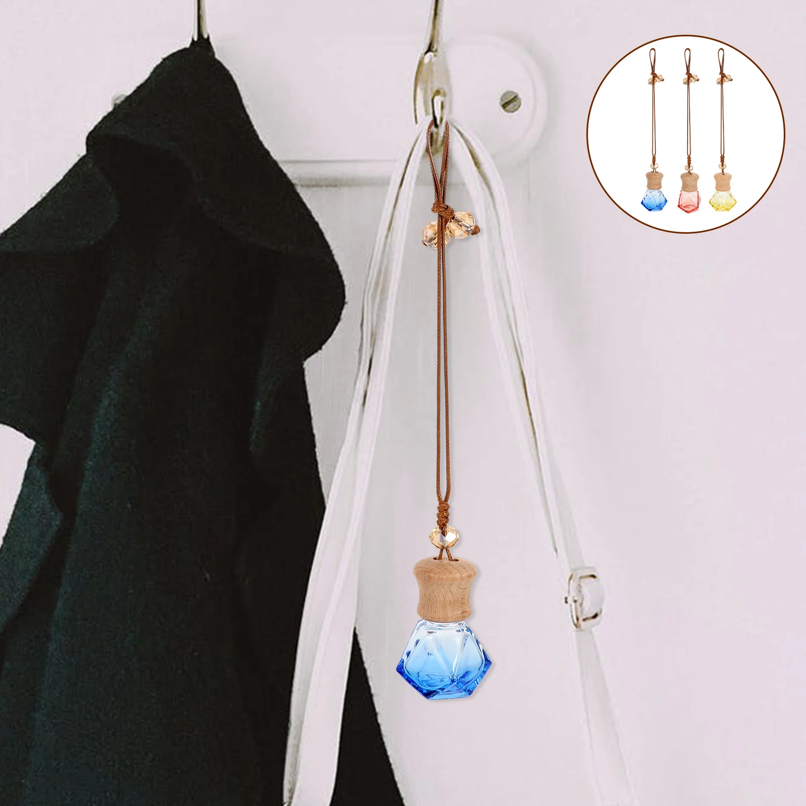 

3pcs Small Essential Oil Bottles Empty Bottles Car Bottle Pendant for Decor Use