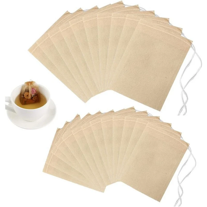 Eco-Friendly Biodegradable Drawstring Tea Bags - 100 Count