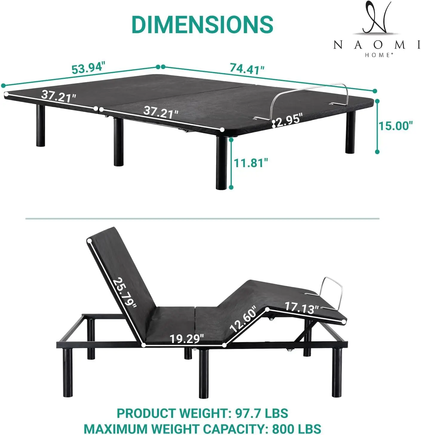 Deep Sleep Enabling Serenity Adjustable Bed Frame Full, Head & Foot Incline, 7 Adjustable Positions, Wireless Remote, Compact 2