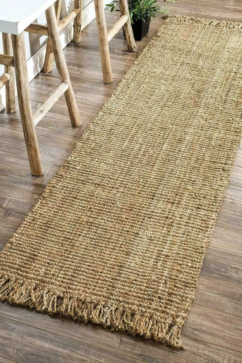 

Rug Runner 100% Natural Jute Loop Braided Style Area Rug Modern Living Carpet Rugs and Carpets for Home Living Room