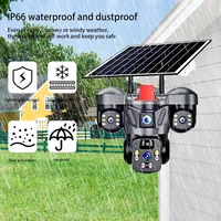 Caméra de surveillance solaire multi-lentilles 4G, vision nocturne couleur, sans fil, avec accessoires de montage complets pour villa, cour, usine 4