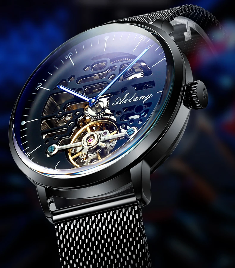 AILANG Nuovo di zecca, orologio meccanico alla moda per uomo, cinturino in pelle, impermeabile, luminoso, automatico, tourbillon_voghion.com