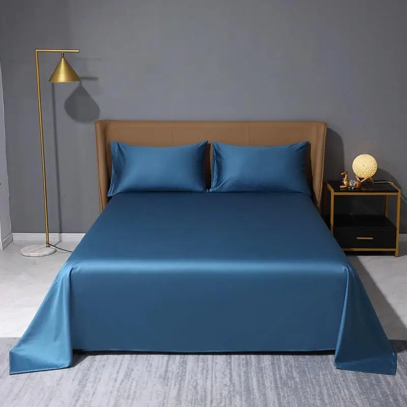 

Solid Color Bedding Flat Bed Sheet Pillowcases 1/3pcs Hotel Style 100% Cotton Bedroom Bedspread Mattress Cover Home Textile