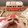 DIY Manual Assembly Model Car Wooden Retro Bus 3D Puzzle Camper Van Children Boy Girl Gift Educational Toys Home Decoration 1