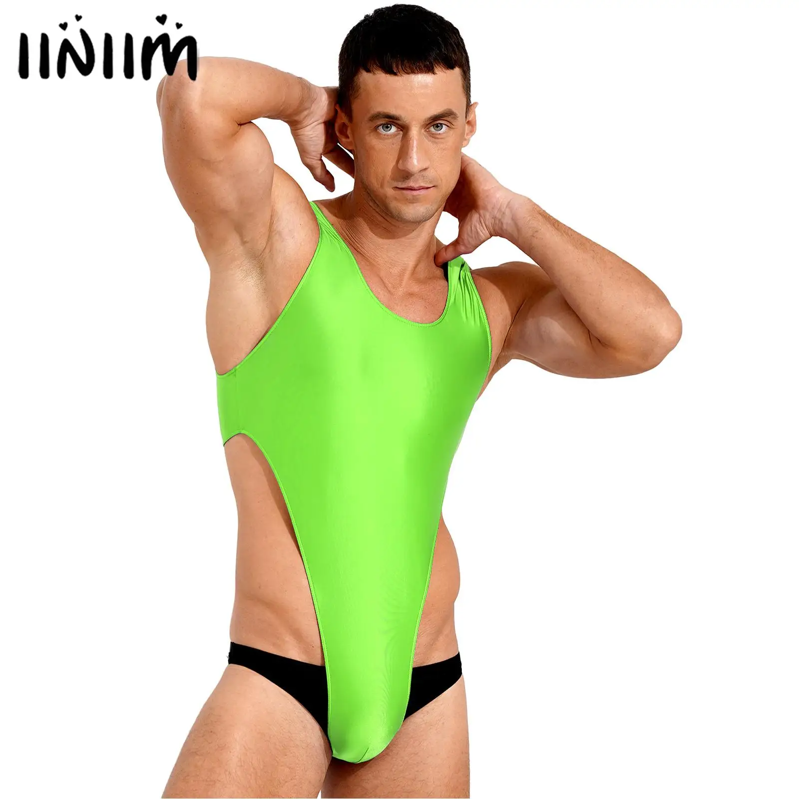 Costumi Da Bagno Interi Da Uomo Costumi Da Bagno Tute Da Bagno Costume Da Bagno Lingerie Con Scollo A U Costume Da Bagno Lucido Body Con Taglio Alto