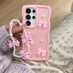 Elegant 3D Bowknot Pearl Phone Case - Galaxy A25 (PINK)