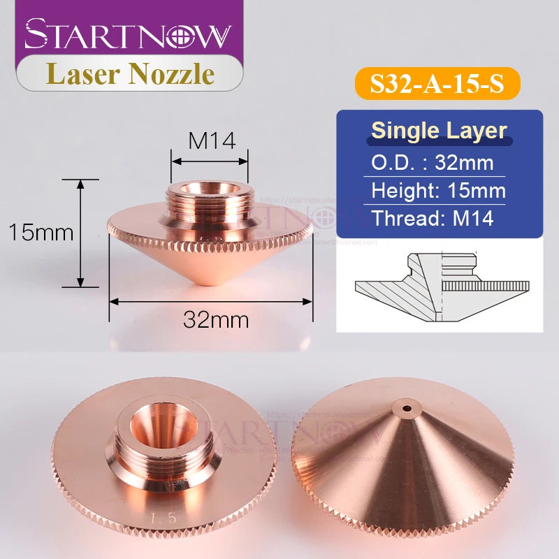 Startnow laser řezací tryska d32mm po jednom dvojitý vrstva pro raytools BT240 vlákno řezací stroj hlava laser trysek