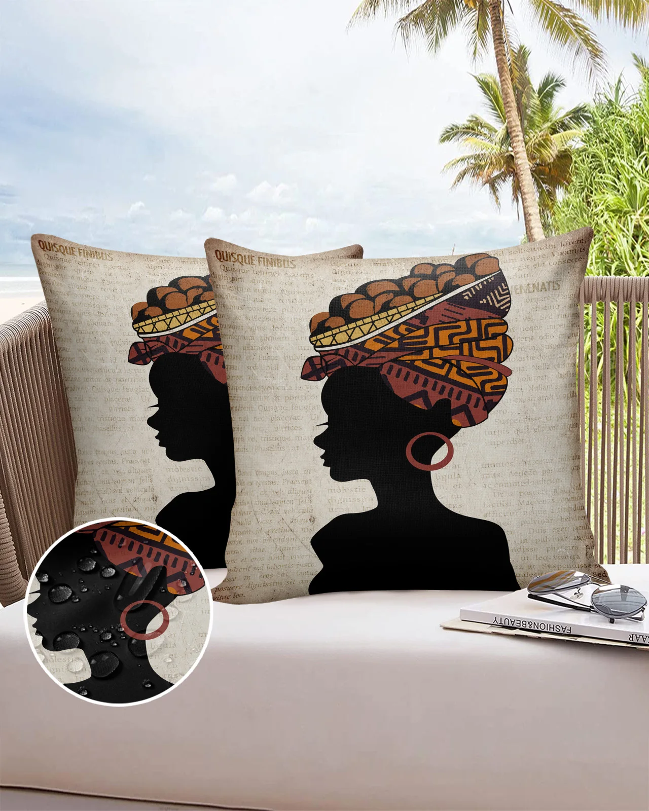 24PCSOutdoorPillowcaseAfricanWomanNewspaperWaterproofDecorative