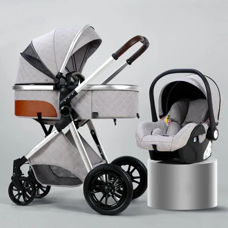 Baby Stroller Can Sit or Lie Down Lightweight Folding Travel Stroller Newborn Baby Two-way Swivel Seat Baby Stroller 3 in 1