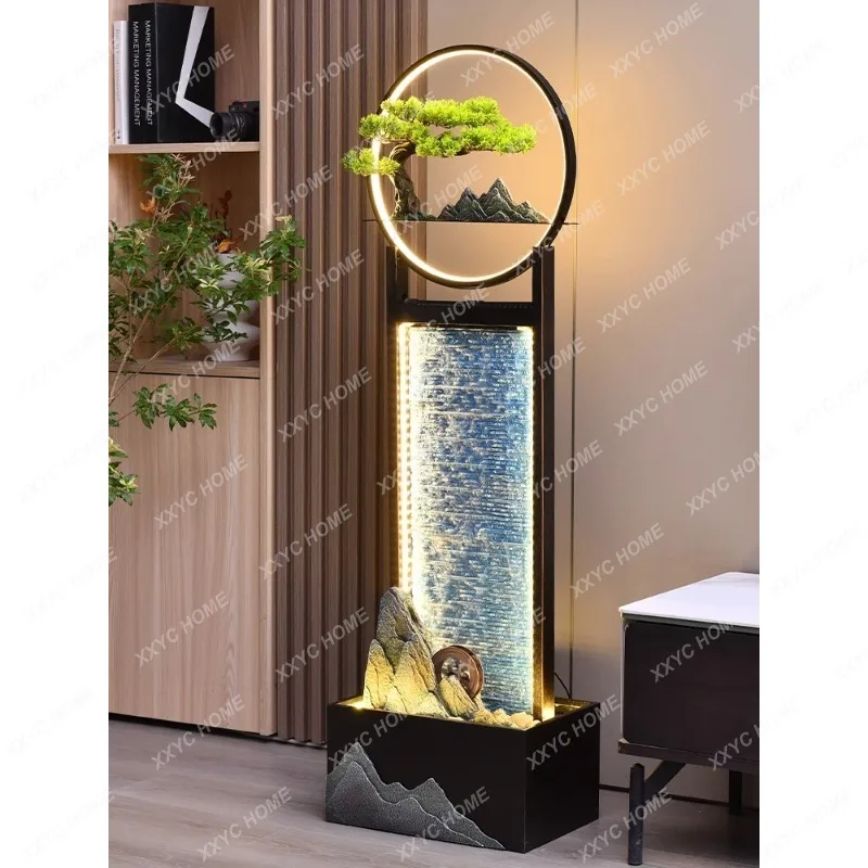

Flowing Water Ornaments Circulating Water Living Room TV Cabinet next to Fengshui Wheel Office Housewarming