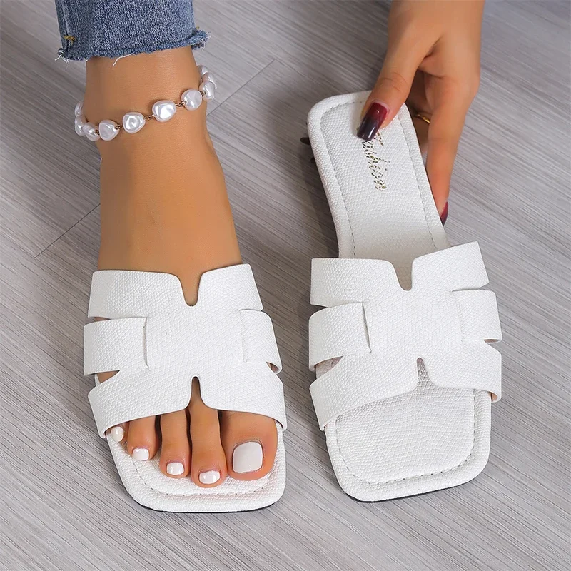 

Шлепанцы женские для прогулок, сандалии с открытым носком, плоская подошва, пляжные шлепанцы, Повседневная Классическая обувь, лето 2024