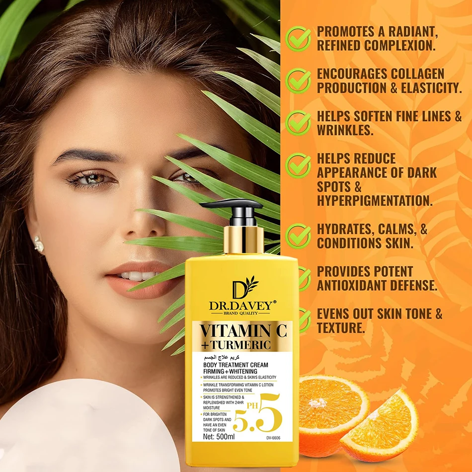 Vitamin C Natural Turmeric Brightening Body Lotion, Reduce Blemish, Acne, Smooth , Glowing & Hydration Cream, For All Skin Types 2