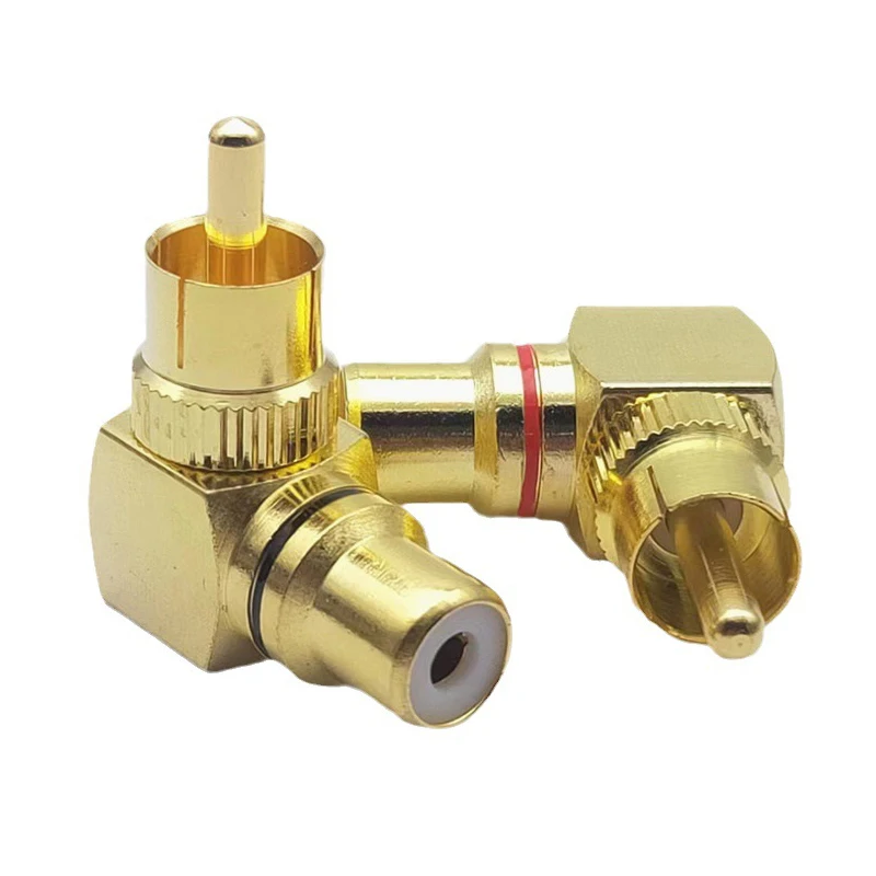 Connettore Maschio-Femmina Ad Angolo Retto Rca Da 2 Pezzi Adattatori Per Spina A 90 Gradi Connettori Audio Da L Tipo F A M Ottone Placcato Oro