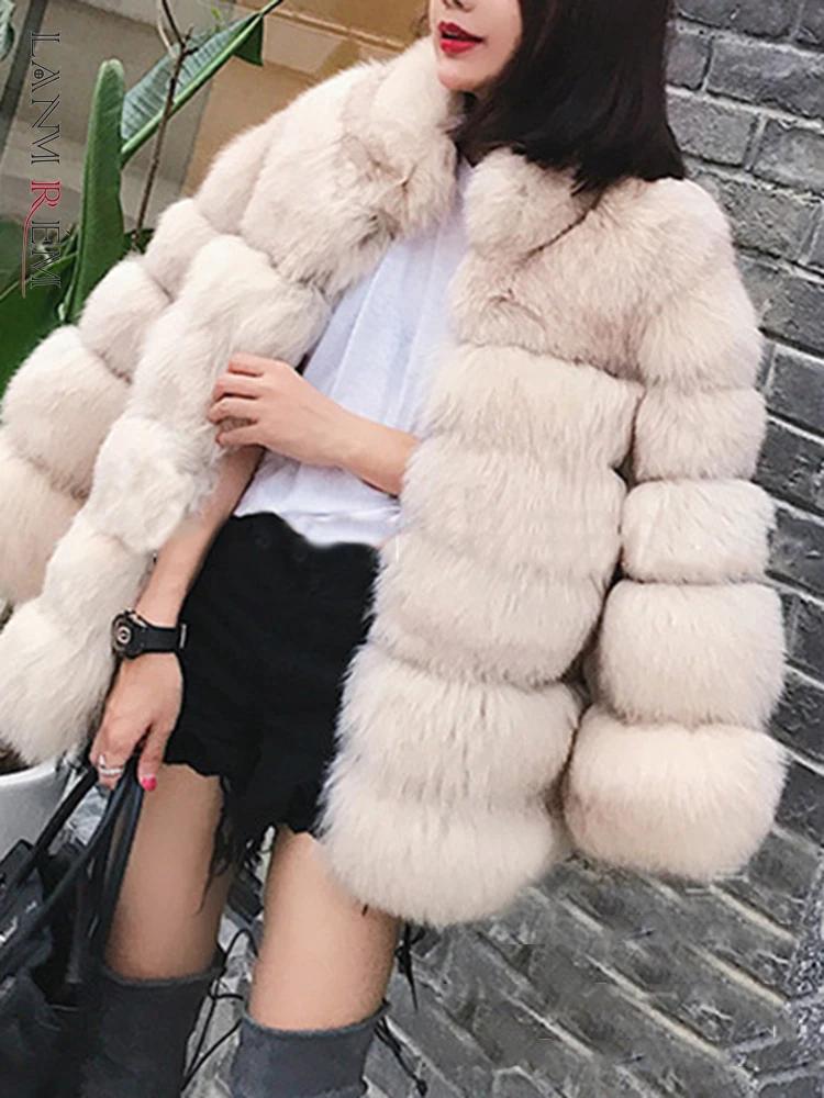 

LANMREM Women's Imitation Fox Fur Coat Solid Color Long Sleeves Faux Fur Jackets Fashion 2023 Autumn And Winter New 2AA1808