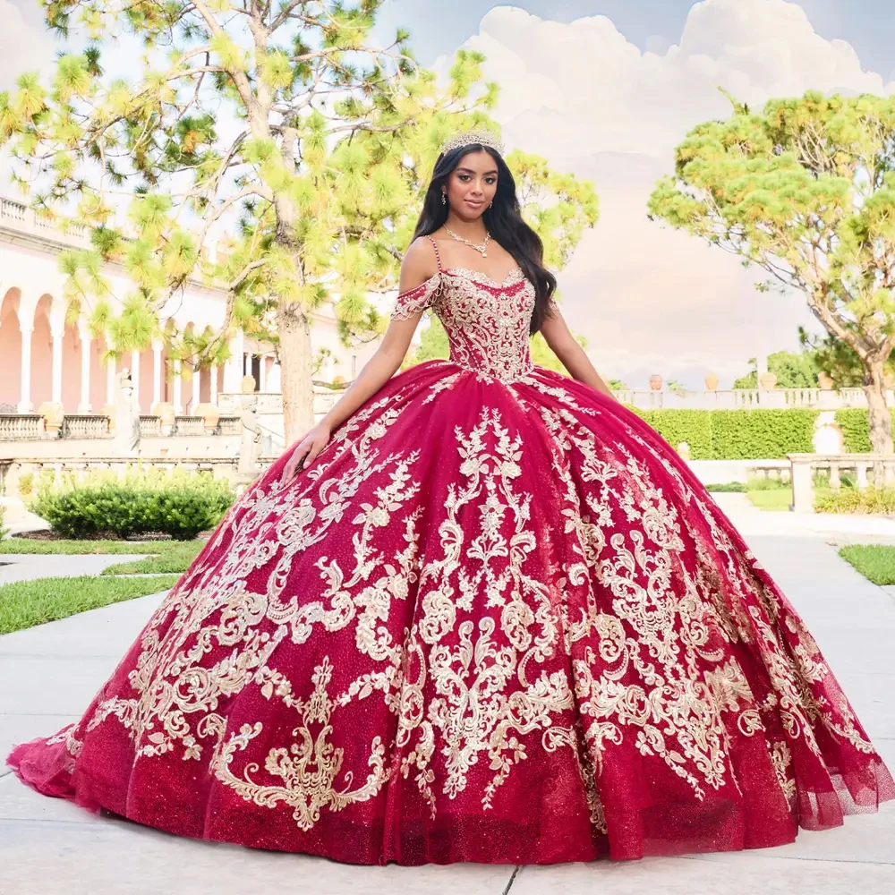 Luxury Sequin Appliques Quinceanera Dress Elegant Tulle Off Shoulder Birthday Sweet 16 Dress vestidos de 15 a&ntilde;os