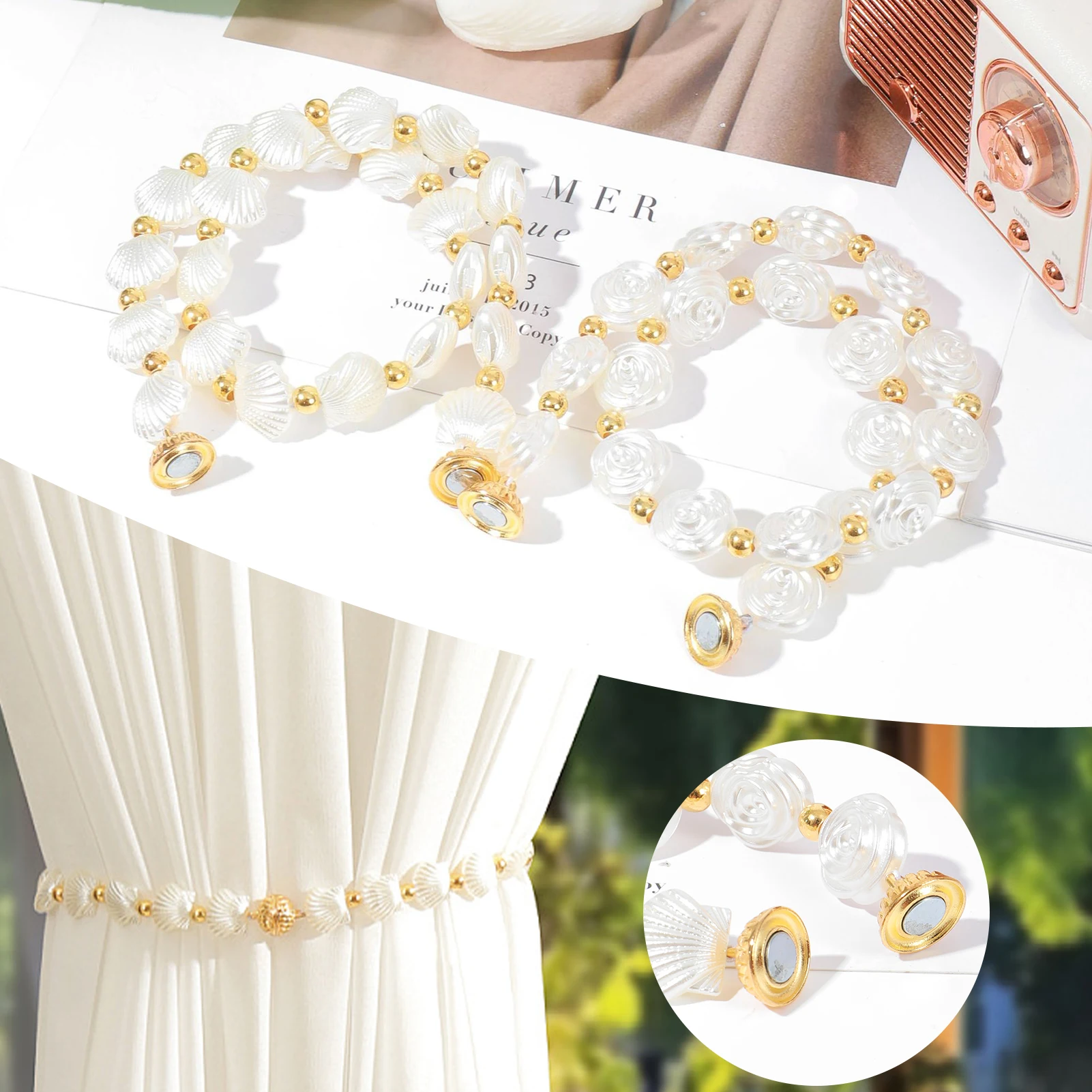 

2 Pack Cute Curtain Tie French Style Drapery Holder Clip For Home Decor