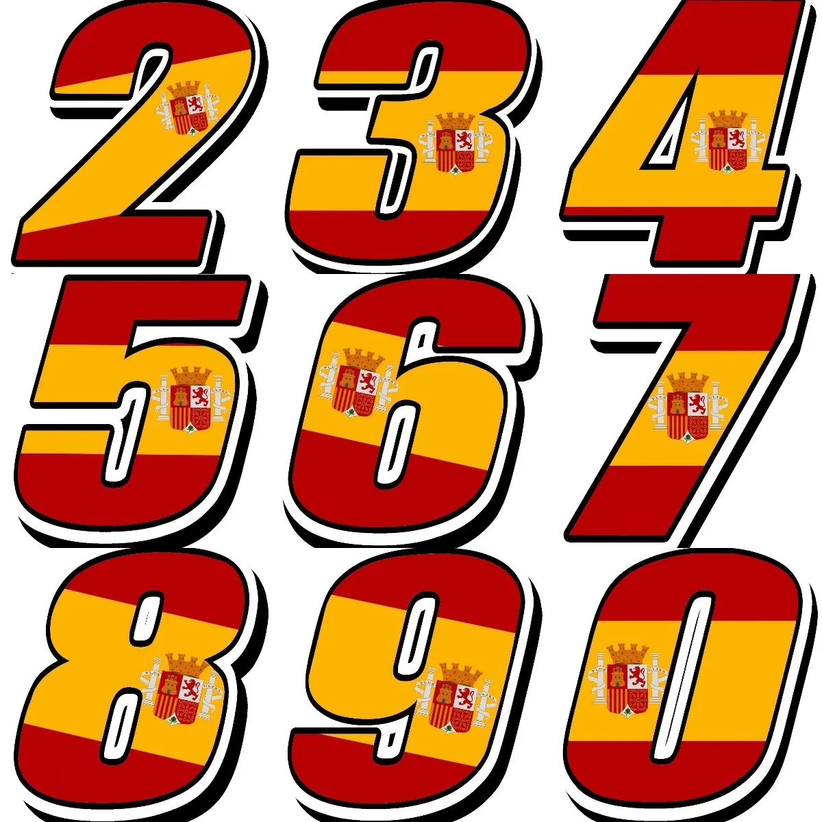 Spagna Numero 0123456789 Sticker Car Window Van Laptop Truck Bicycle Moto Wall Glass Helmet Racing Camper Off-Road Decal Pvc