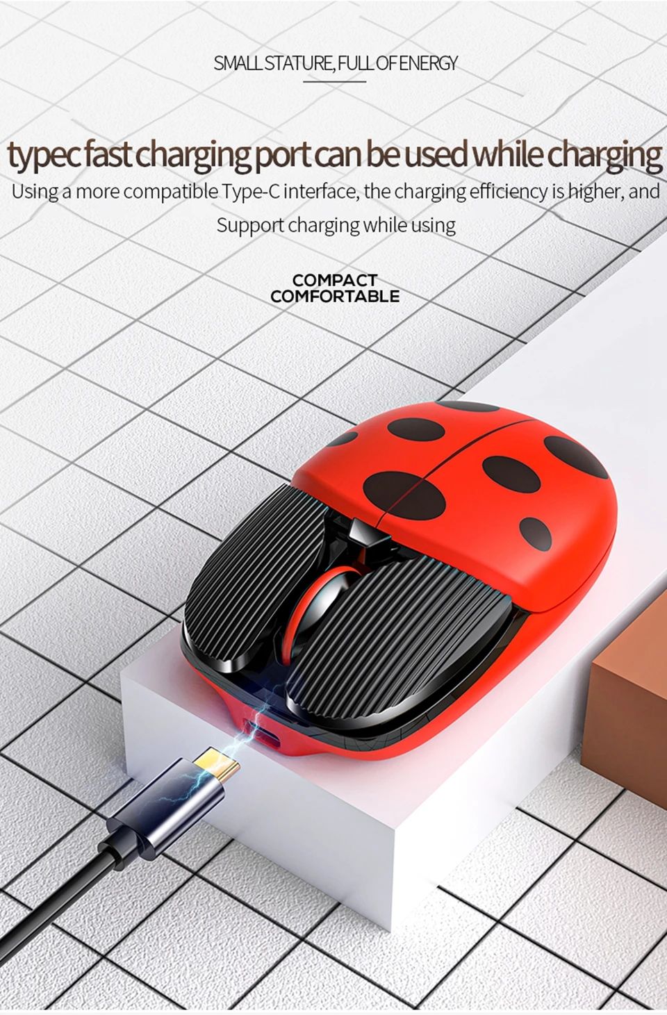 Wireless Bluetooth Mouse Cute Mouse Dual Mode Rechargeable Type-C Silent 2.4G USB Gaming Mute Mice for Laptop PC Girl Gift New