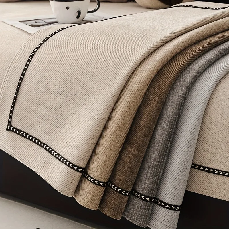 Vintage-Style Chenille Sofa Slipcover Image 9