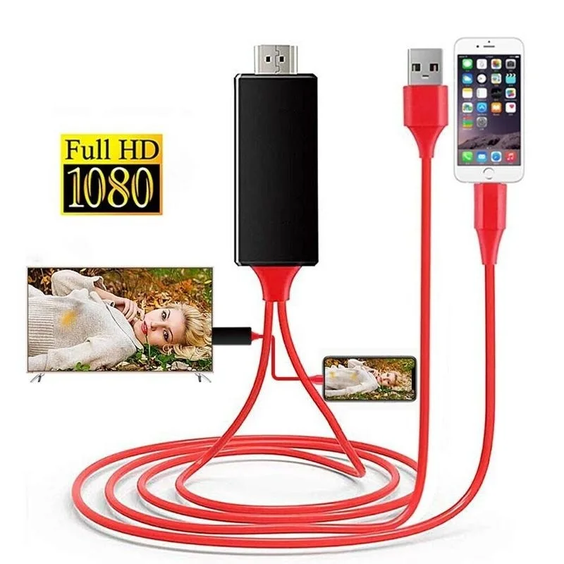 1080P HDTV Cable TV Digital AV Adapter for iphone to HDMI-compatible Cables for iphone 8 7 8plusX XR XS 11 ipad Mini Air Pro