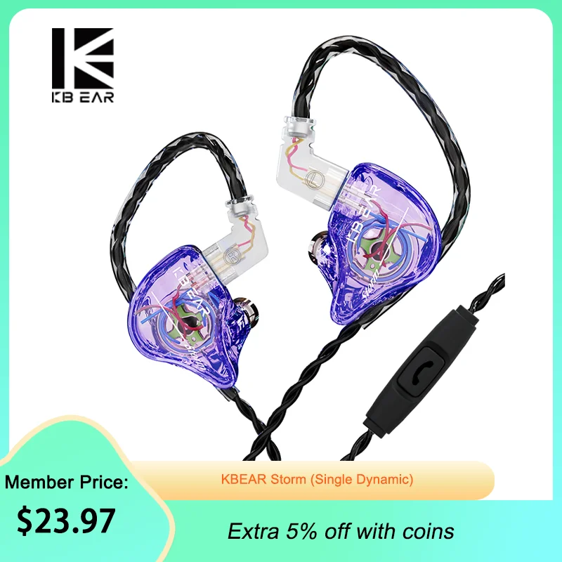 

KEEPHIFI KBEAR Storm HIFI Single Dynamic Driver In-ear Monitor 2Pin Wired Earphone Headphone Pop Music Headset Sport Fashion IEM