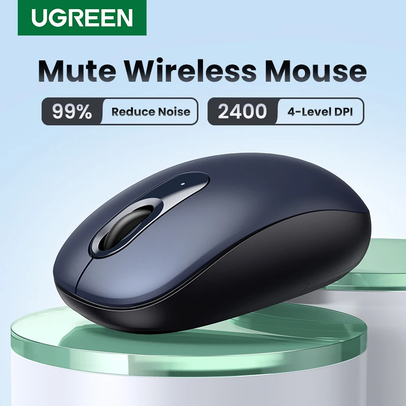 Ugreen Mouse Wireless Forma Ergonomica Silent Click 2400 Dpi Per Macbook Tablet Computer Laptop Pc Mouse Silenzioso Mouse Wireless 2.4G