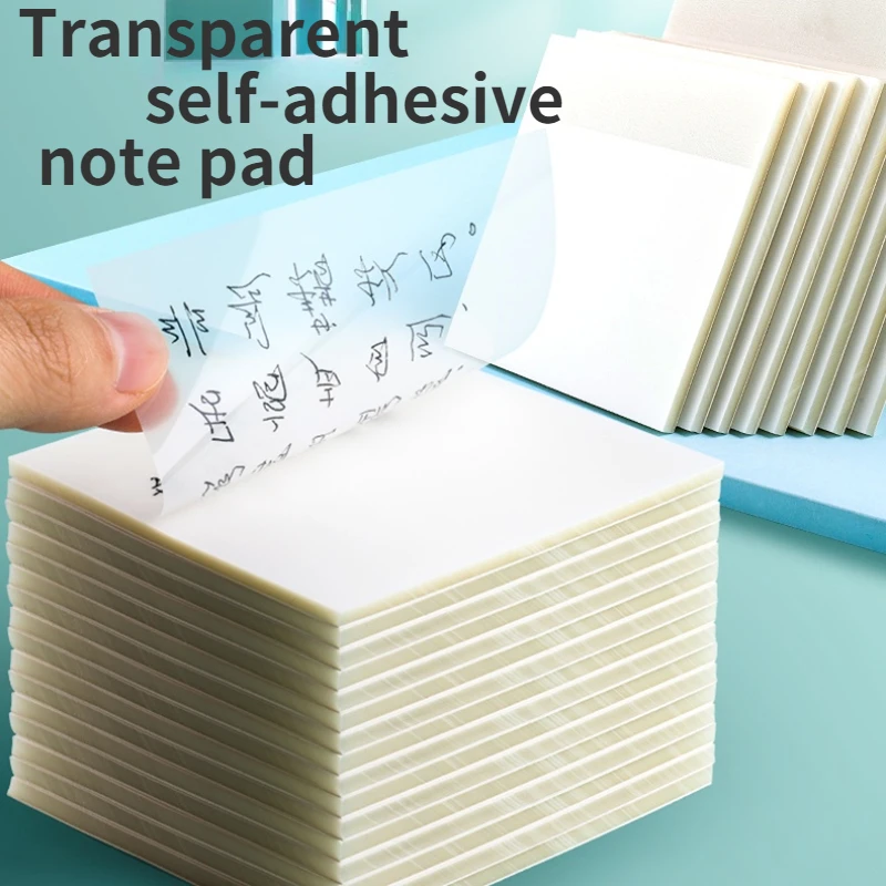 Transparent Sticky Note Pads Waterproof Self Adhesive Memo Notepad School Office Supplies