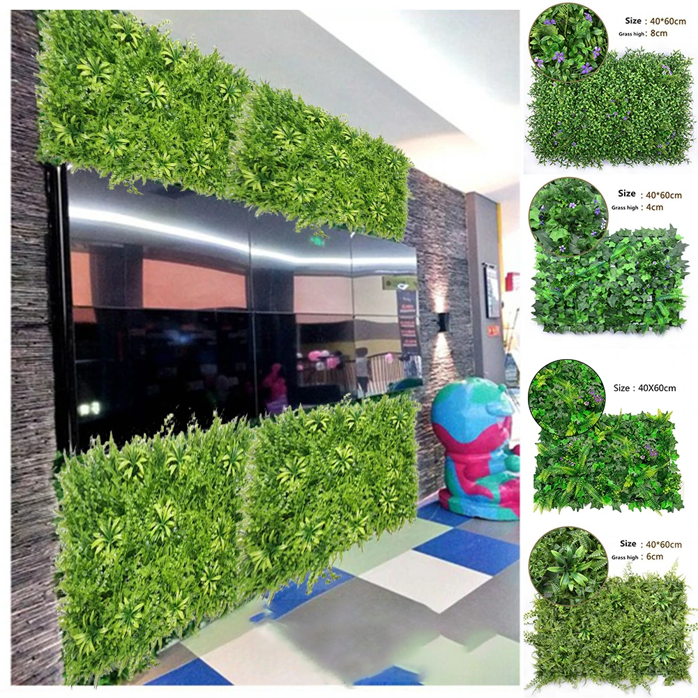 

40x60cm Artificial Lawn Square Plastic Lawn Plant Walls Green Grass Mat Greenery Panels Home Wall Decoration