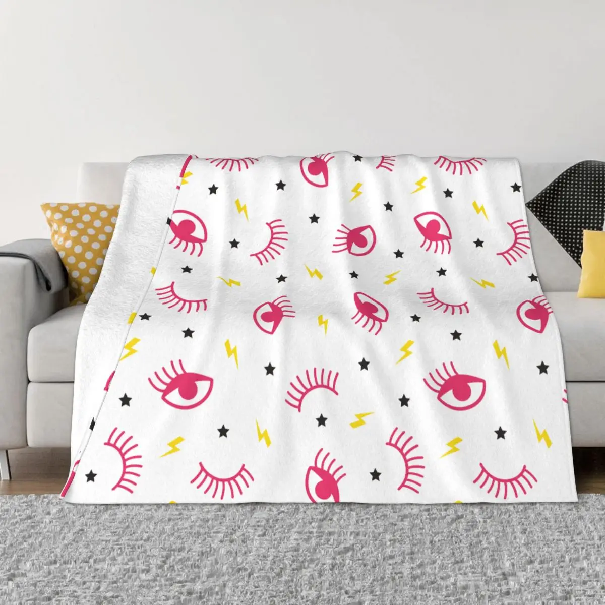 

Eyelash Cartoon Blankets Coral Fleece Plush Printed Portable Lightweight Thin Throw Blankets for Bedding Travel Rug Piece