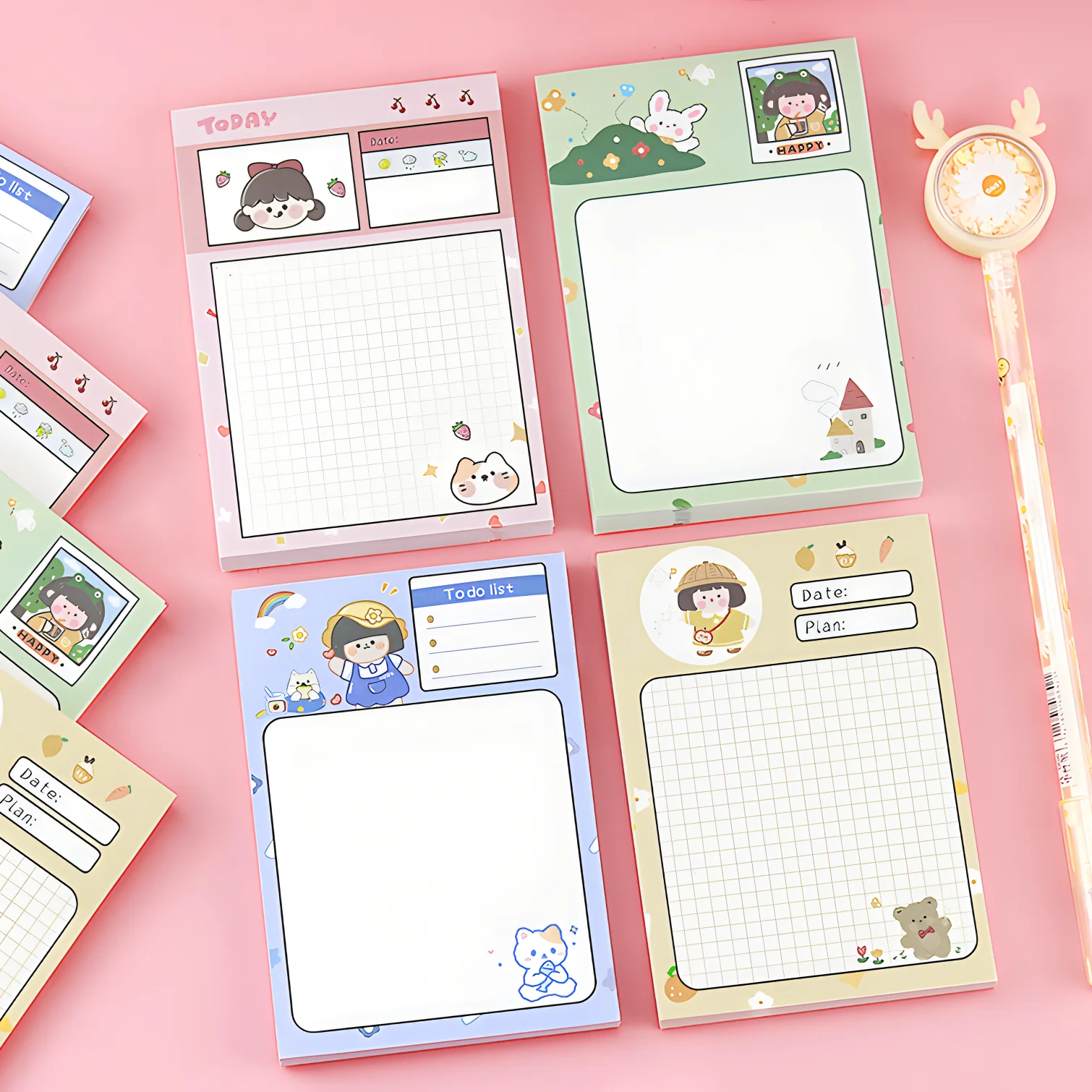 Kawaii Sticky Notes - Cute Journaling Memo Pads for To-Do Lists and Planning