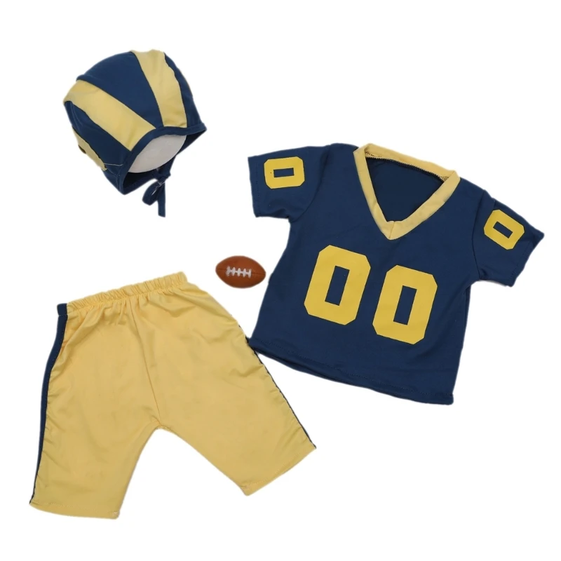 

Newborn American Football Costume Photography Clothes Rugby Uniform T-Shirt Hat Pants Photoshoot Props Baby Photo Suit