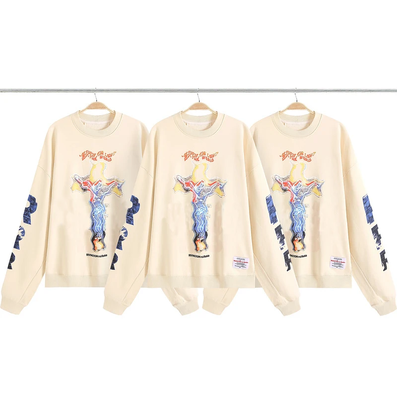 

2022fw RRR123 x Essentials Sweater Cross Print Round Neck Sweatshirt Men's Hip hop Streetwear Pullover Oversize Hoodies Women