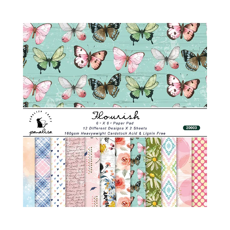 24Sheets/Set Vintage Flower Material Ppaper DIY Scrapbooking Journal Base Collage Photo Props Gift Wrapping Decoration Paper