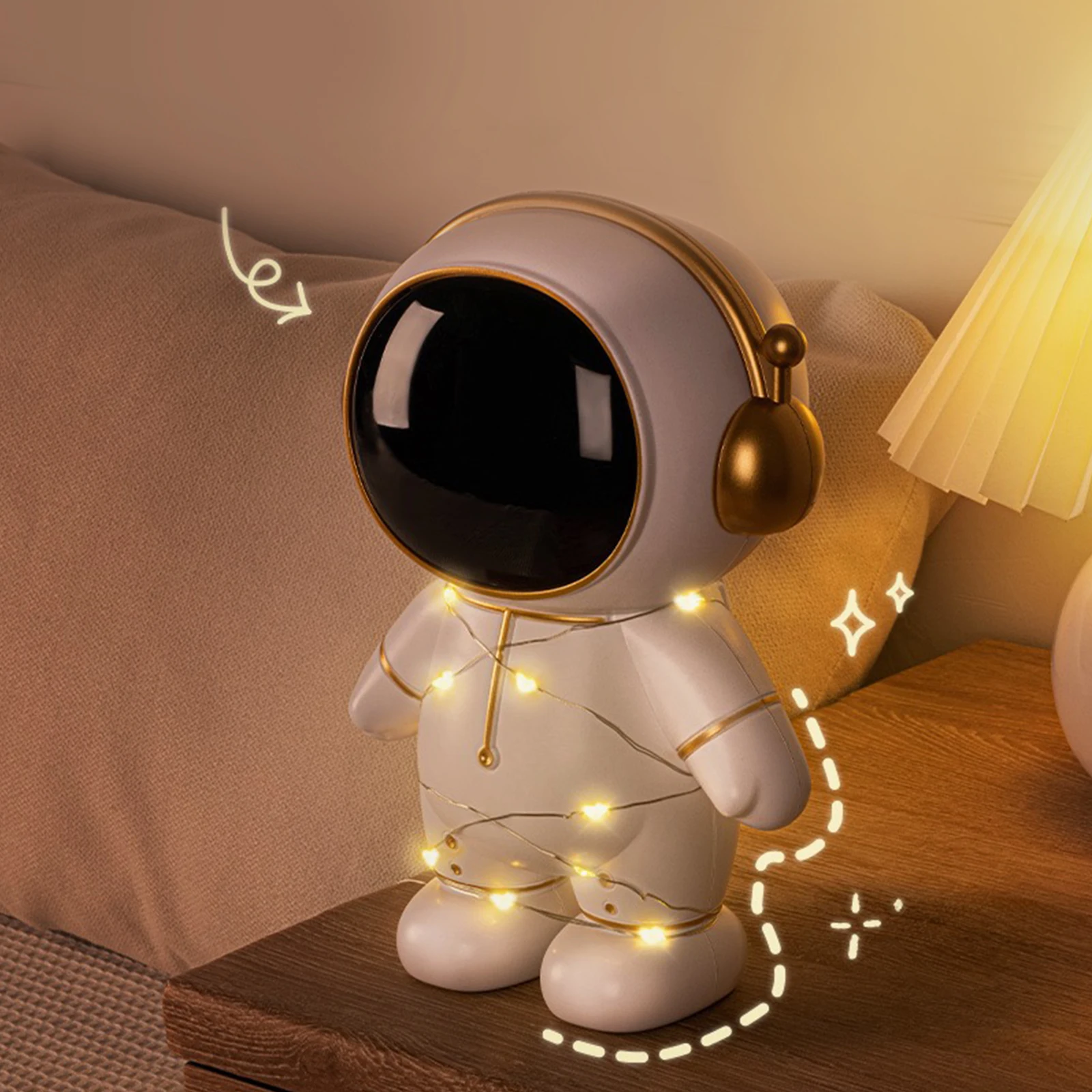 Astronaut Money Boxes Multifunctional with Light String Coins Collection Ornament Party Props Battery Powered for Children Gifts 3