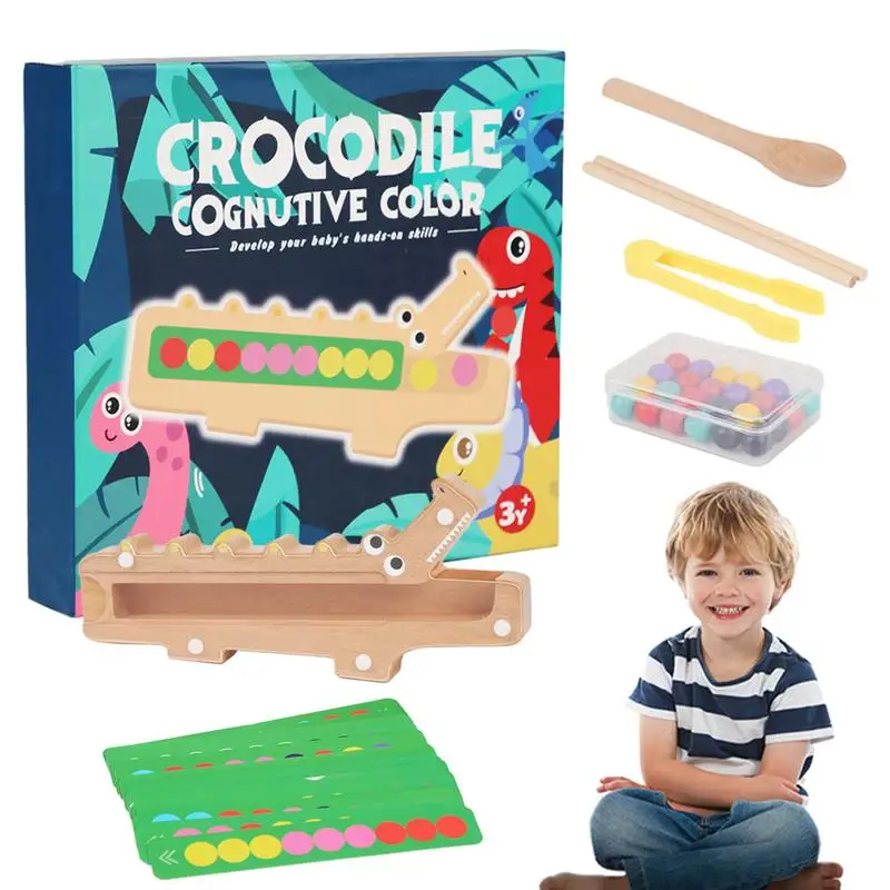 

Игра Монтессори с бусинами, игра-сортировка крокодила, игрушка Монтессори с бусинами, игрушки-пазлы с подбором цветов, обучающий подарок для мальчиков, детей