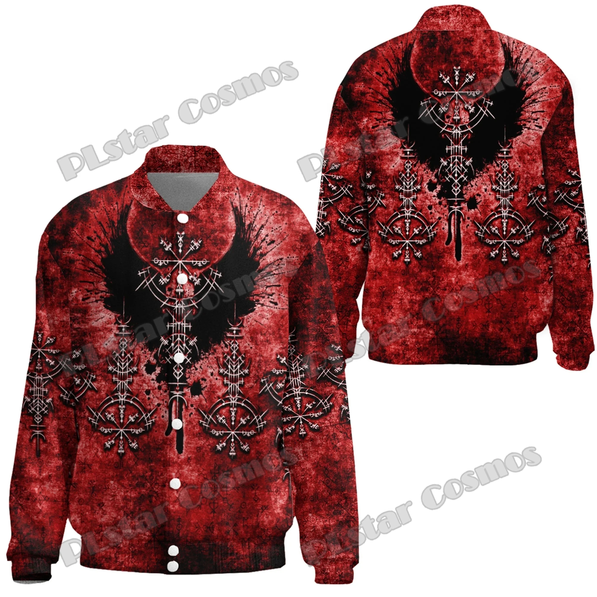 Raven Red Yggdrasil Tattoo Symbol 3D Printed Fashion Men's Thicken Stand-Collar Jacket Unisex Casual Winter Baseball Jacket FX49