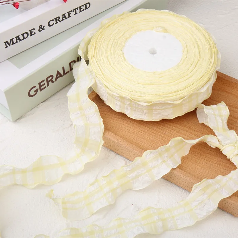 Plaid Wavy Edge Lace Cotton Ribbon