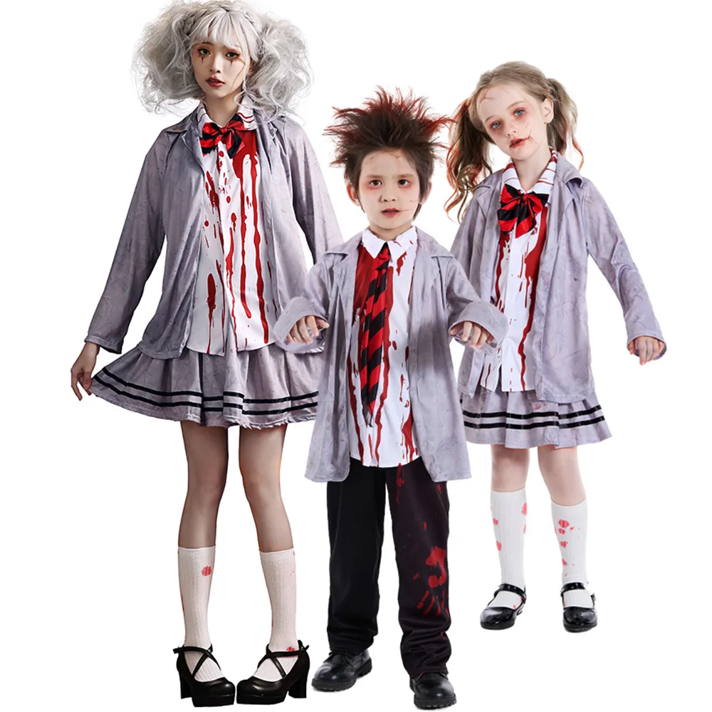 

Bloody Zombie Costume Student Suit for Boys Girls Horror Scary Vampire Purim Halloween Carnival Party Cosplay Fancy Dress
