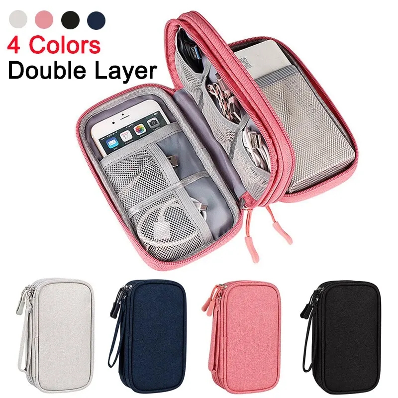 Portable Travel Digital Product Storage Bag Organizer Multi-layer Headset Cable Handbag Charging Treasure USB Data Cable Bag
