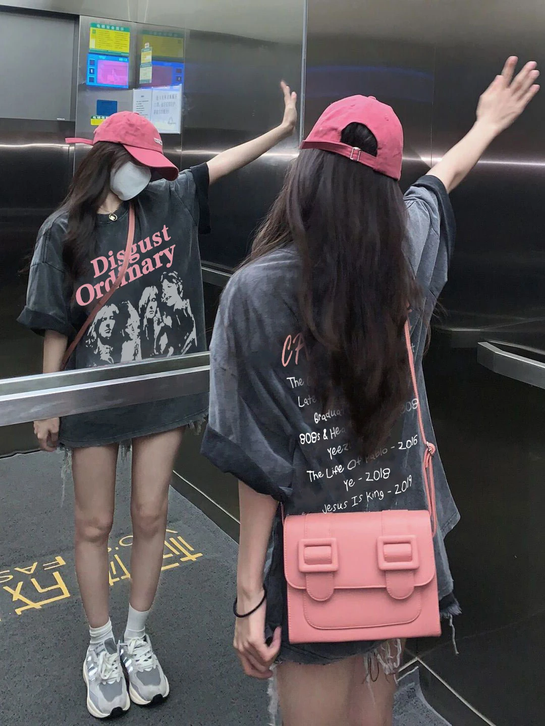 레트로 스트릿 스타일 여성 힙합 아메리칸 워싱 코튼 반팔 티셔츠 여름 캐주얼 라운드넥 프린트 탑 플러스 사이즈