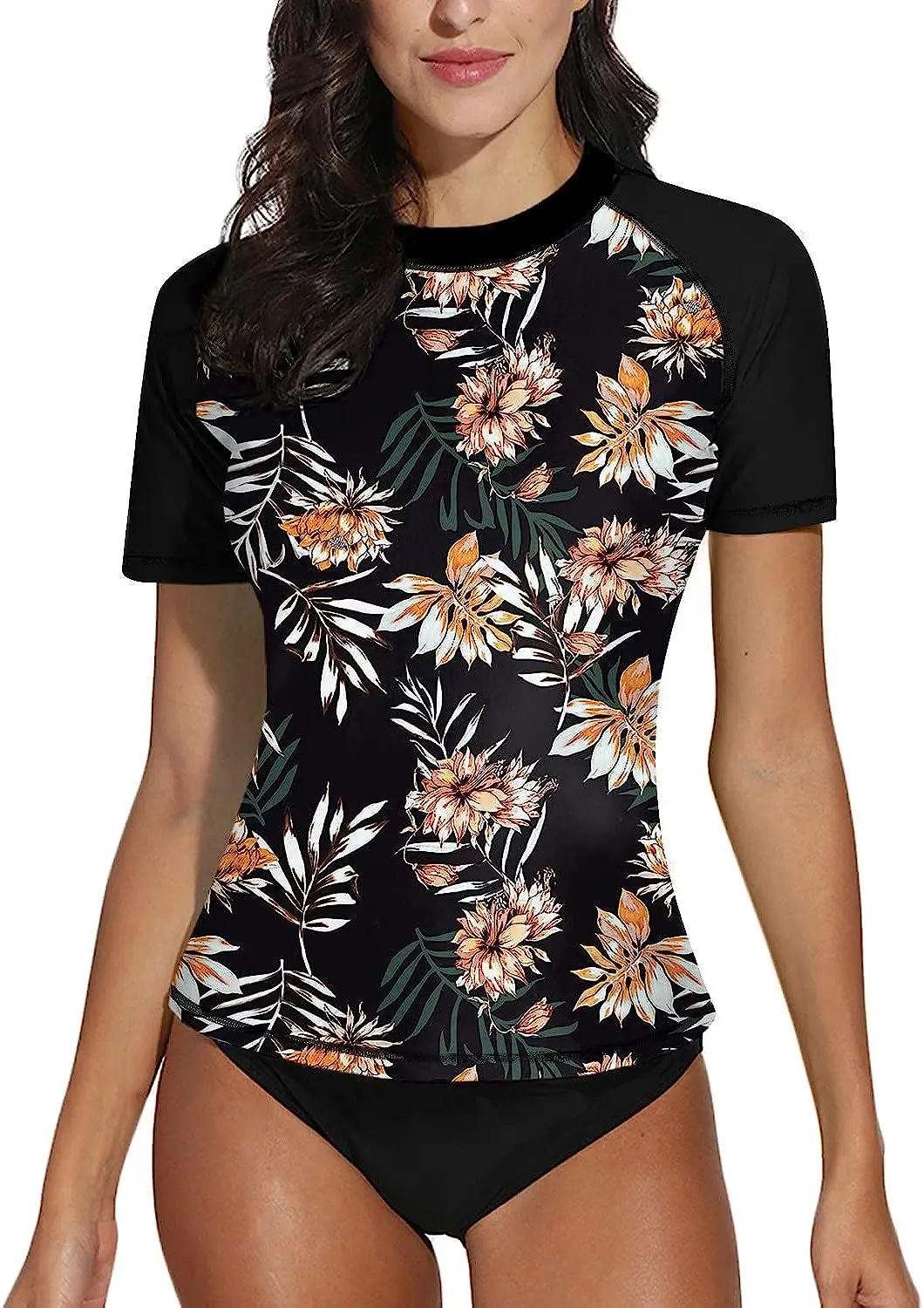 Women Rash Guard Short Sleeve Surfing Swimwear