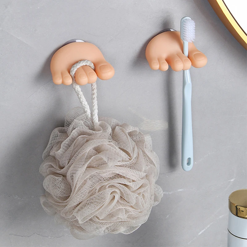 Funny Finger Toes Suction Cup Toothbrush Holder Wall Mounted Tooth Brush Storage Rack Bathroom Storage Stand Organizer
