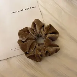 Vintage Velvet Solid Color Hair Scrunchies - Elegant Hair Accessories (Shallow coffee 1PCS)