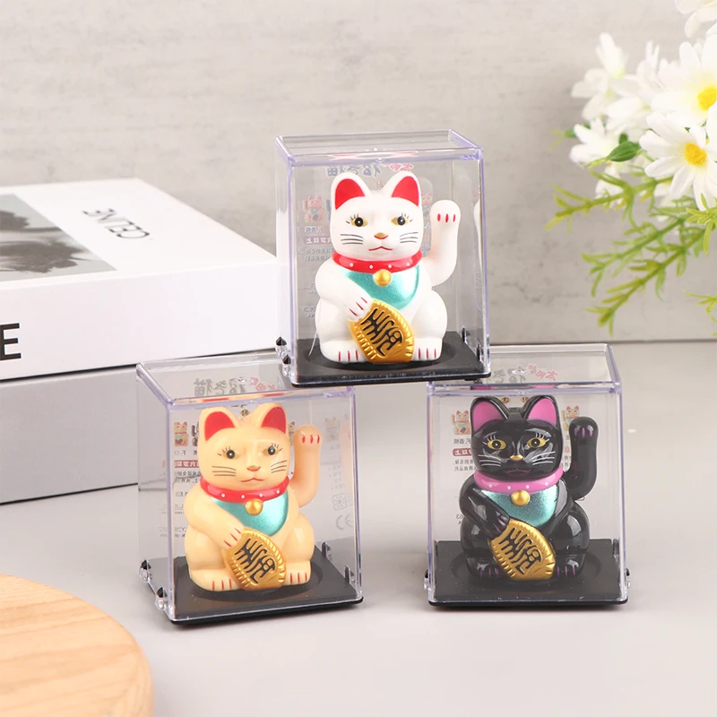 Solar Powered Lucky cat Waving Arm Beckoning Fortune Cat Lucky Cat For Home Office Decoration Accessiores 1 Pc