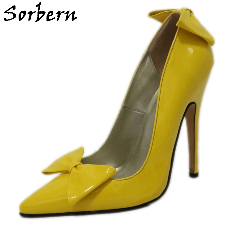 

Sorbern 14Cm High Heel Pump Female Shoe Bowknot Stilettos Slip On Cute Shoes Fetish Transfer Girl Black Heels For Women Custom